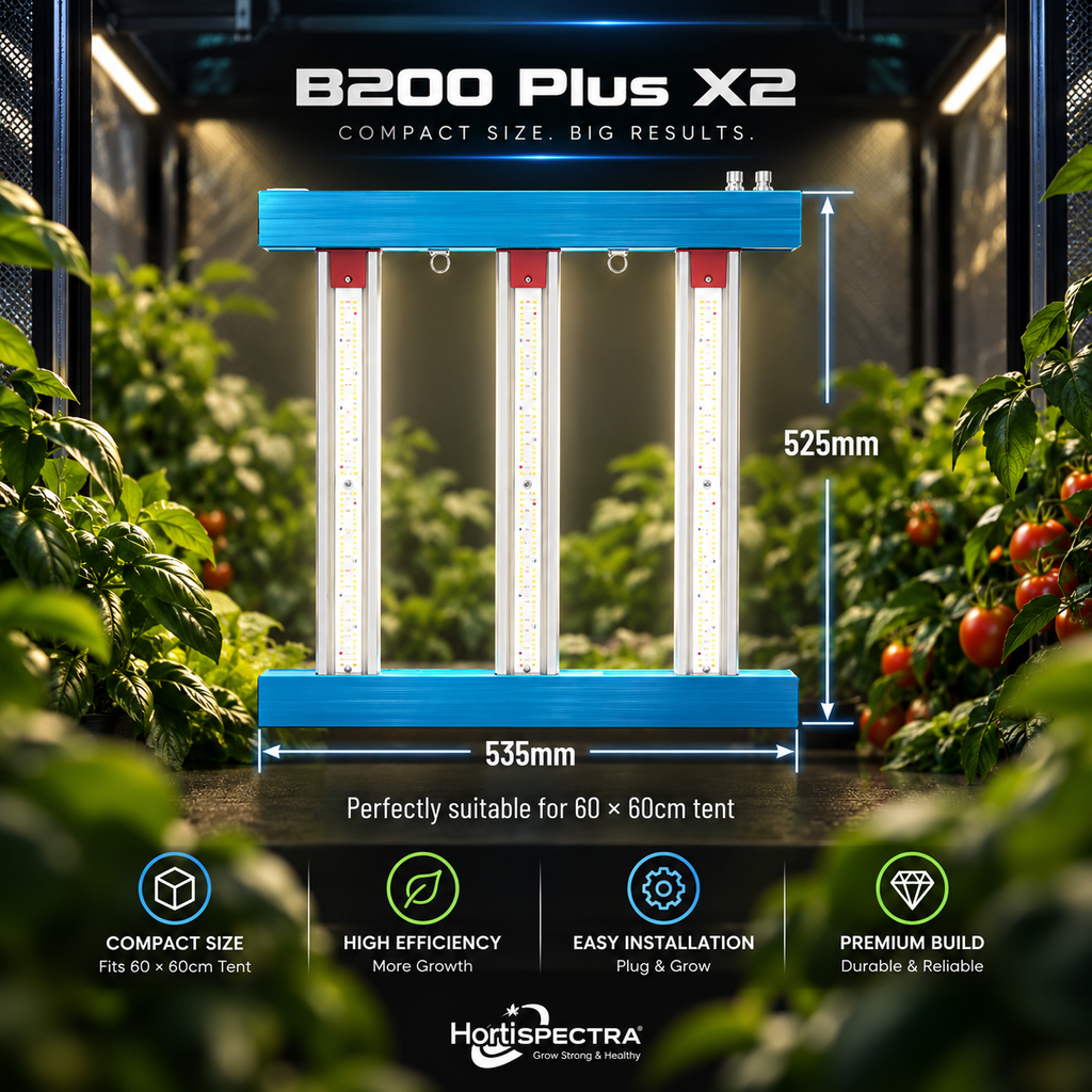 HortiSpectra B200 Plus X2 200W LED Pflanzenlampe – Dual Channel