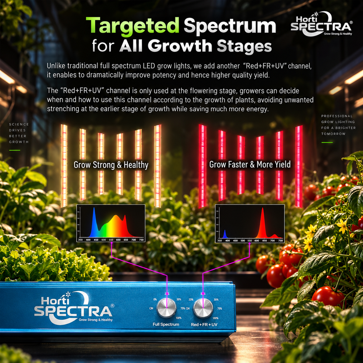 HortiSpectra B200 Plus X2 200W LED Pflanzenlampe – Dual Channel