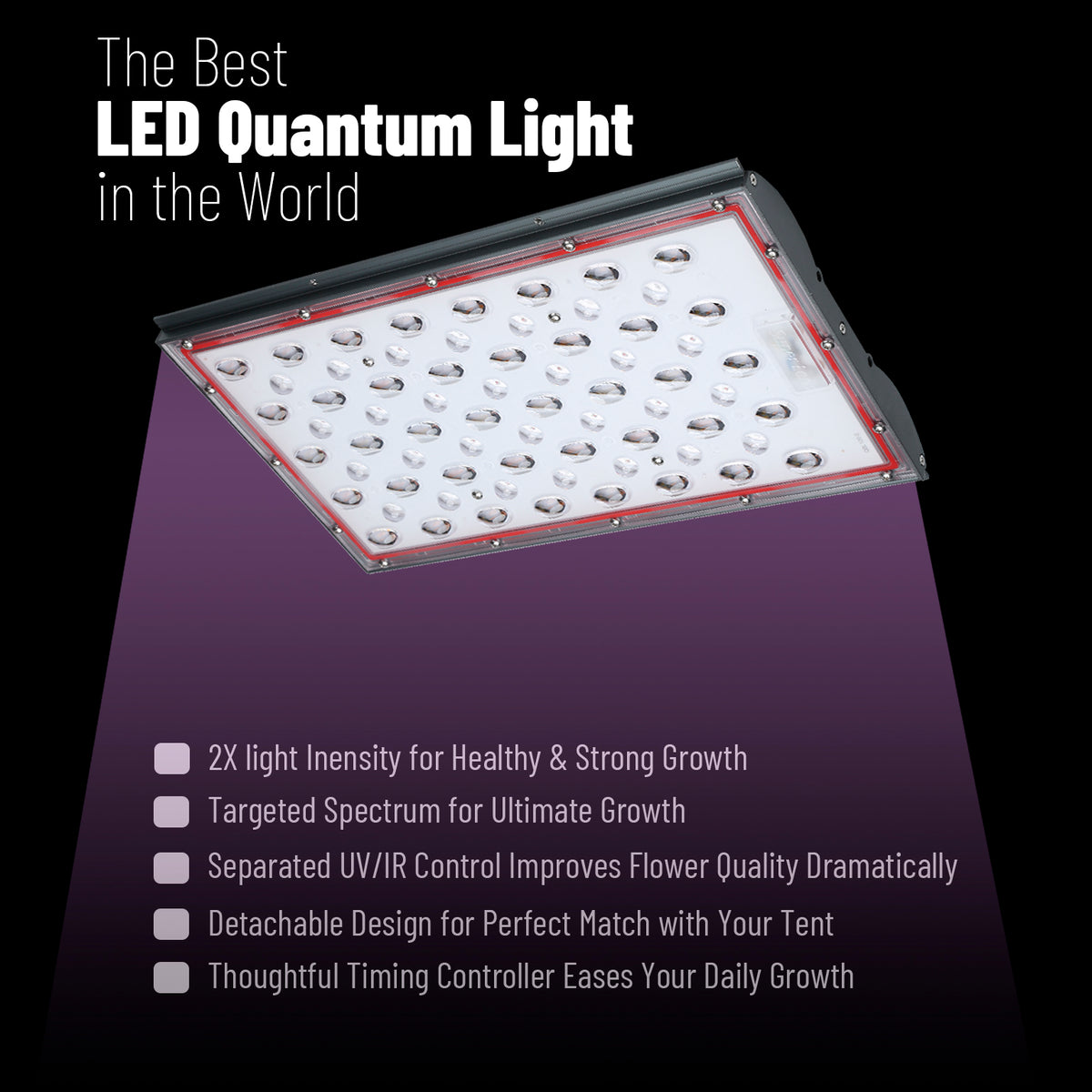 HortiSpectra QBLE-300 Super Lens – 300W Dual-Channel LED Pflanzenlampe mit UV lamp IR